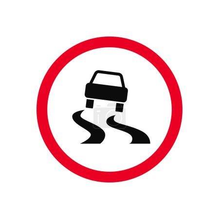 Slippery Road Traffic Sign Vector