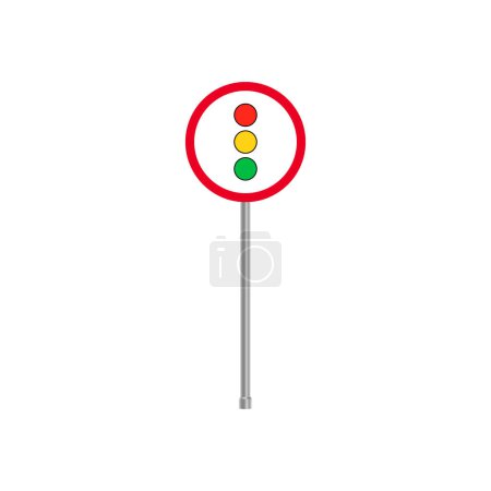 Téléchargez les illustrations : Feux de circulation en avant Panneau routier - en licence libre de droit