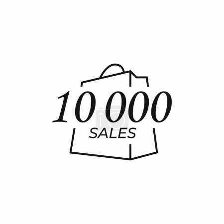 Illustration for Shopping Bag Sellers Level 10000 Sales Amount Achievement Labels Signs to Profile - Royalty Free Image
