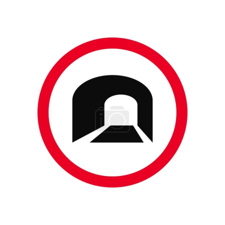 Téléchargez les illustrations : Tunnel devant le vecteur de signalisation routière - en licence libre de droit