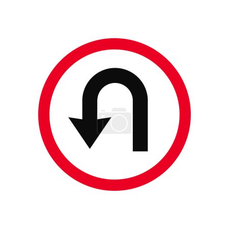 Illustration for U Turn to Left Traffic Sign - Royalty Free Image