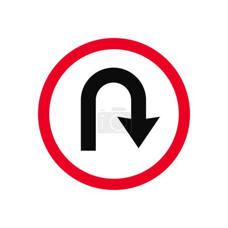 Illustration for U Turn to Right Ahead Traffic Sign - Royalty Free Image