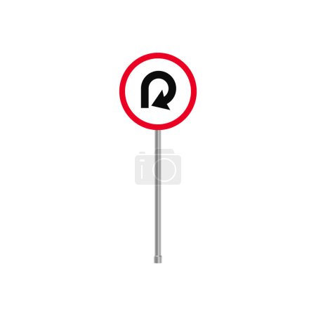 Illustration for U Turn Sign Traffic Vector - Royalty Free Image