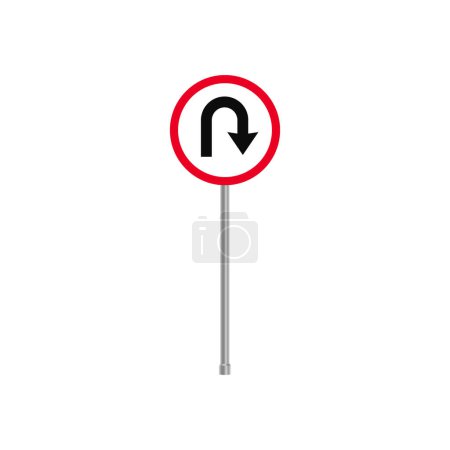 Illustration for U Turn to Right Ahead Traffic Sign - Royalty Free Image