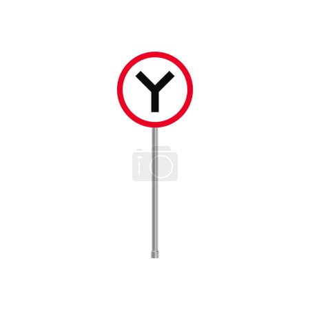 Illustration for Y Intersection Traffic Sign Vector - Royalty Free Image