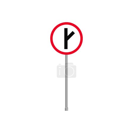 Ilustración de Tenedor derecho en la señal de tráfico - Imagen libre de derechos