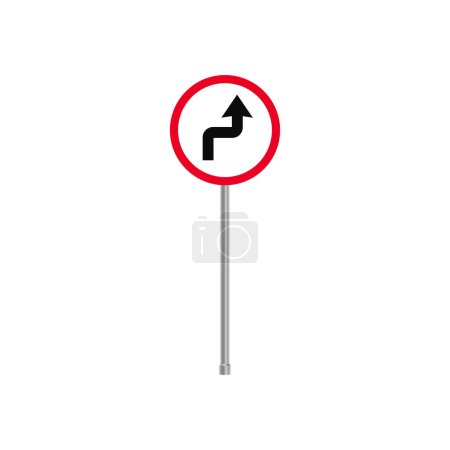 Double courbe d'abord à droite puis à gauche Panneau de signalisation