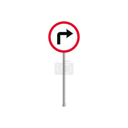Rechts abbiegen Verkehrszeichenvektor