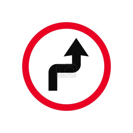 Doble curva primero a la derecha y luego a la señal de tráfico izquierda