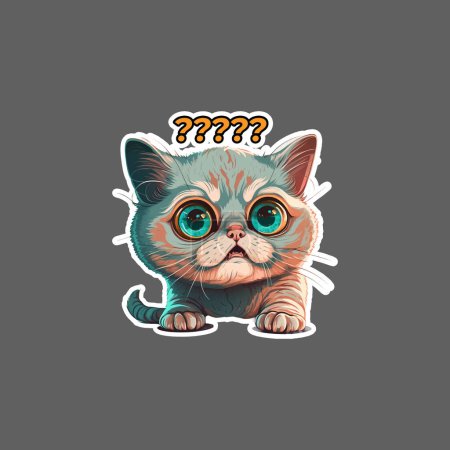 Sticker of funny cat, surprised