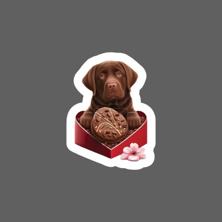 Illustration for Sticker of Chocolate Lab love bug cute pet gifts valentines day - Royalty Free Image