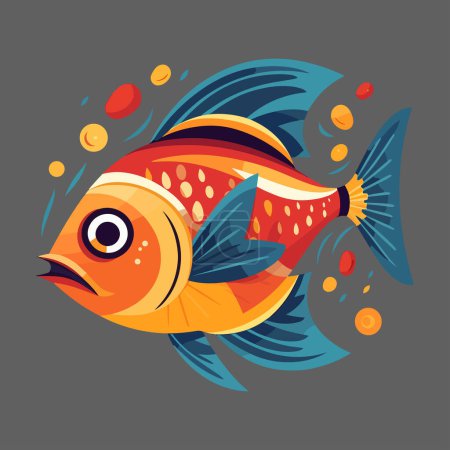 Funny colorful fish, graffiti artwork style