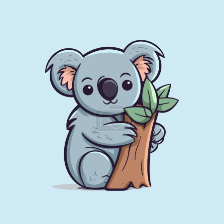 Illustration pour Koala mignon étreignant un vecteur d'arbre - image libre de droit