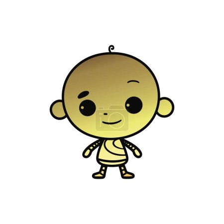 Illustration for Simple outline cartoon featuring a minimalist baby - Royalty Free Image