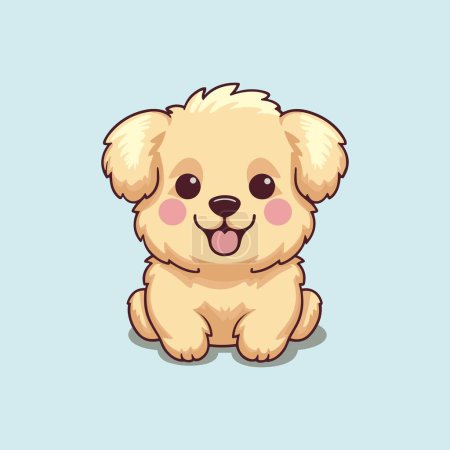 Ilustración de Amable y cariñoso Kawaii Style Dog Vector - Imagen libre de derechos
