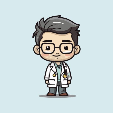 Illustration for Cartoon Vector Illustration of a Cute Young Asian Doctor - Royalty Free Image