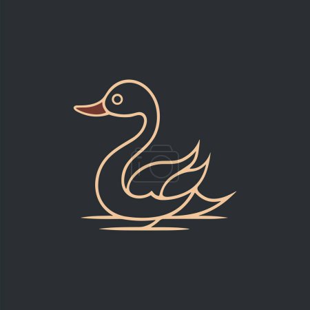 Téléchargez les illustrations : Illustration vectorielle en or d'une ligne de canard - en licence libre de droit