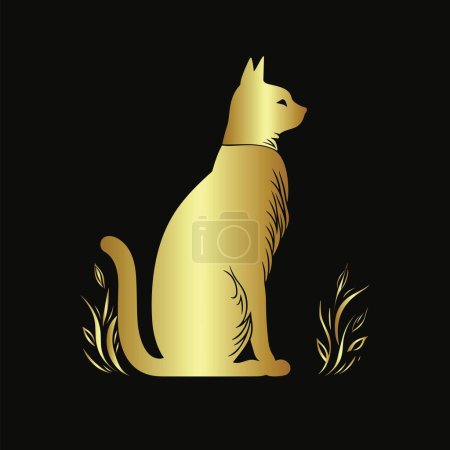 Illustration for Gold Vector Illustration of a Cat Sitting - Royalty Free Image