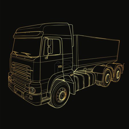 Ilustración de Ilustración de vectores dorados de una línea de camiones - Imagen libre de derechos