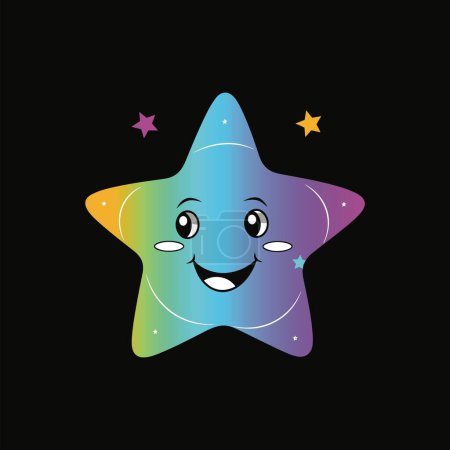 Illustration for Happy Star With Rainbow Color, Vector Illustration - Royalty Free Image