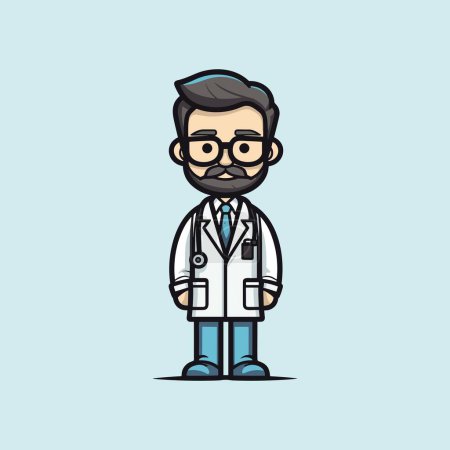 Illustration for Lovable Asian Doctor Vector in Cartoon Style - Royalty Free Image