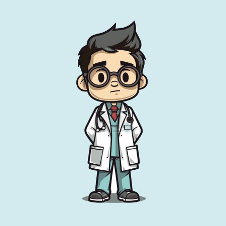 Illustration for Vector of a Cute Asian Doctor in Cartoon Style - Royalty Free Image