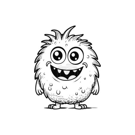 Illustration for Coloring Page of a Simple Monster with Black Eyes - Royalty Free Image