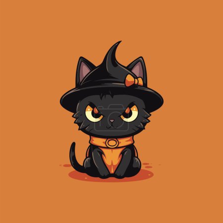 Illustration for Halloween Cat in Simple Costume - Royalty Free Image