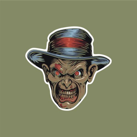 Illustration for Sticker of Halloween zombie mask vector design - Royalty Free Image