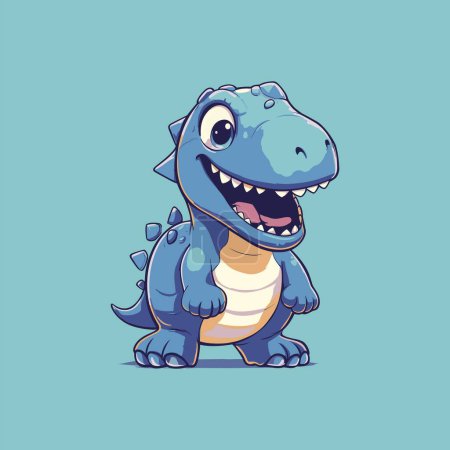 Téléchargez les illustrations : Dinosaur mignon Illustration vectorielle debout et souriante - en licence libre de droit