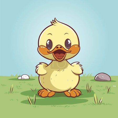 Illustration for Baby Duck Taking Happy Steps Vector Illustration - Royalty Free Image