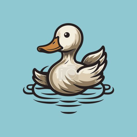 Téléchargez les illustrations : Canard joyeux prenant un vecteur de nage - en licence libre de droit
