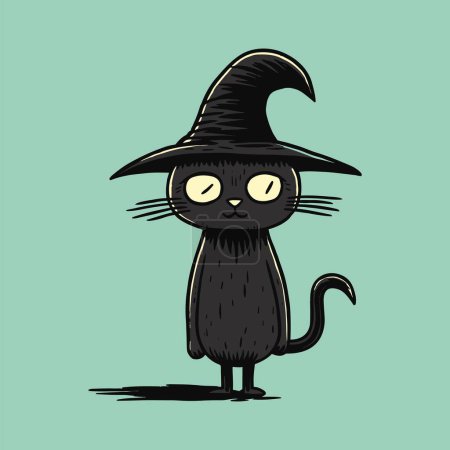Téléchargez les illustrations : Horrifiant Halloween Black Cat Vector Art - en licence libre de droit