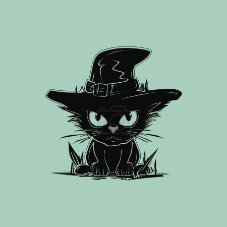 Illustration for Spooky Halloween Black Cat Vector Illustration - Royalty Free Image