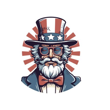 Illustration for Uncle Sam Wearing Sunglasses in Retro Vector Style - Royalty Free Image
