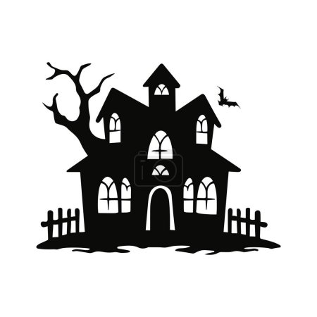 Illustration for Spooky Victorian Mansion in Black and White - Royalty Free Image