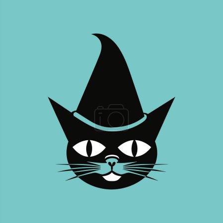Illustration for The Bewitching Black Cat in Blue - Royalty Free Image