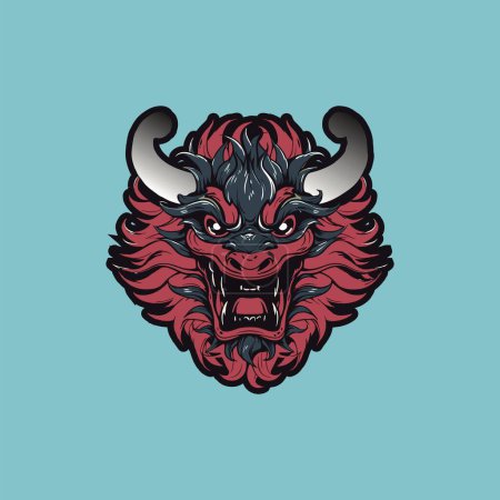 Illustration for Dragon head mascot angry vector - Royalty Free Image