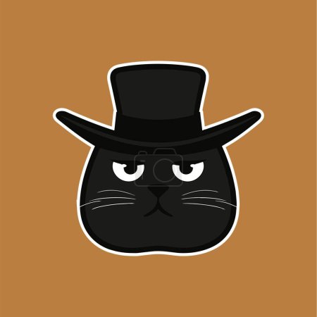 Illustration for Halloween Dreams, Witchy Cat with Black Hat - Royalty Free Image