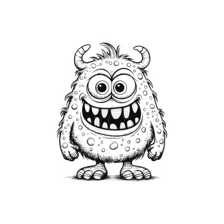 Illustration for The Black and White Cartoon Monster - Royalty Free Image