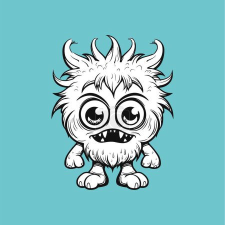 Illustration for The Furry Cartoon Monster with Horns - Royalty Free Image