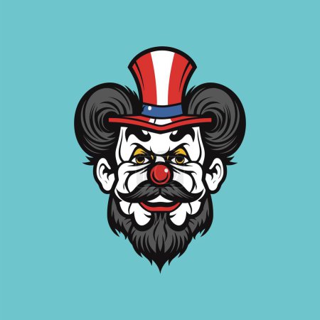 Téléchargez les illustrations : Illustration graphique vectorielle de visage de clown joyeux - en licence libre de droit