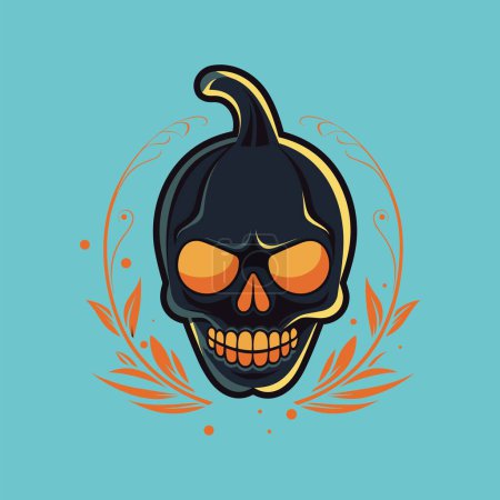 Ilustración de Eerie Vector Skull Ilustración para Halloween Horror - Imagen libre de derechos