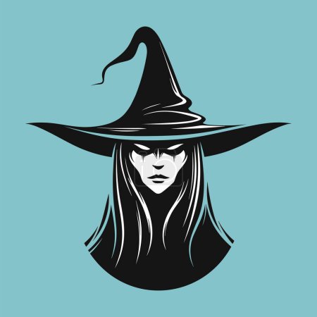 Téléchargez les illustrations : Tête énigmatique d'une silhouette de sorcière - en licence libre de droit