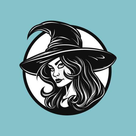 Illustration for Haunting Head of a Witch Silhouette - Royalty Free Image