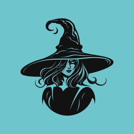 Illustration for Profile View of a Witch Silhouette - Royalty Free Image