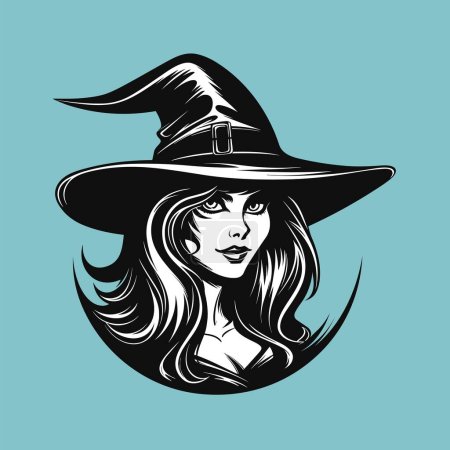 Illustration for Mysterious Witch Silhouette Head - Royalty Free Image