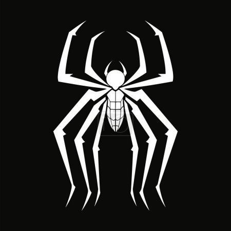 Illustration for Silhouette of a spider hanging from a web Abandoned House Horror - Royalty Free Image
