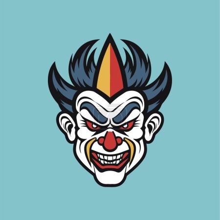 Téléchargez les illustrations : Clown souriant Visage vectoriel Art Design - en licence libre de droit