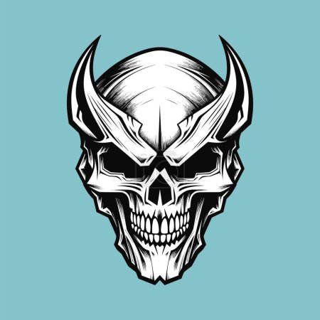 Illustration for Vector Illustration of a Scary Halloween Skull - Royalty Free Image